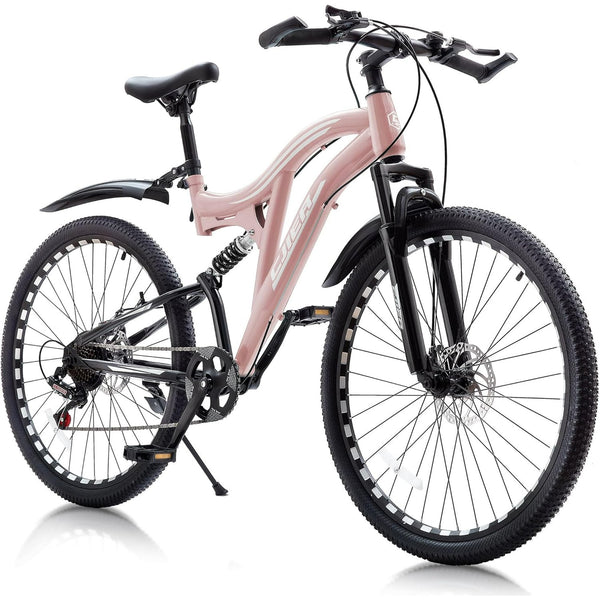 Mountain Bike for Kids, Akaber 24 Inch Kids Bicycles Full Dual Suspension MTB Bicycle, 7-Speed High-Carbon Steel Frame with Double Disc Brake
