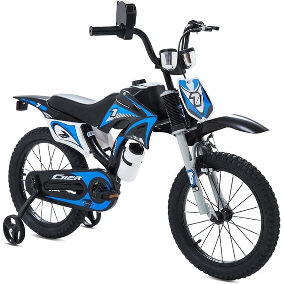 NEORIVER 12 Inch Motocross Style Kids Bike – Training Wheels, Sound Horn, Number Plate & Dashboard Included – Easy Assembly – Ages 3-12 Boys Girls