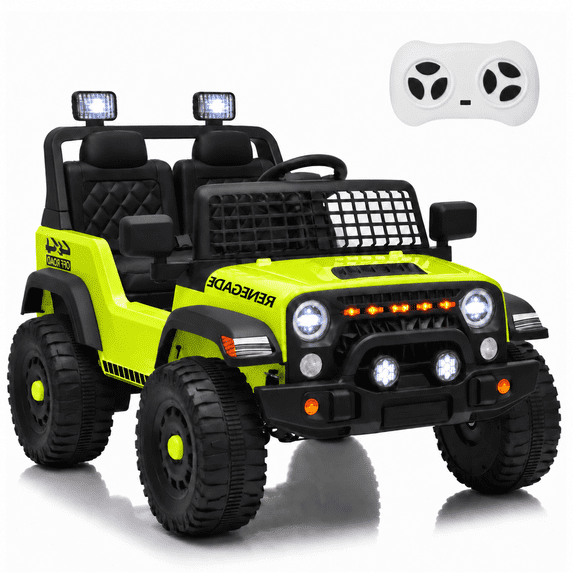 NEORIVER 12V Kids Electric Ride On Car, Ride On Toy Vehicle with Dual 35W Motors, 3 Speed Modes, Bluetooth, USB, LED Lights & Horn