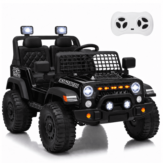 NEORIVER 12V Kids Electric Ride On Car, Ride On Toy Vehicle with Dual 35W Motors, 3 Speed Modes, Bluetooth, USB, LED Lights & Horn