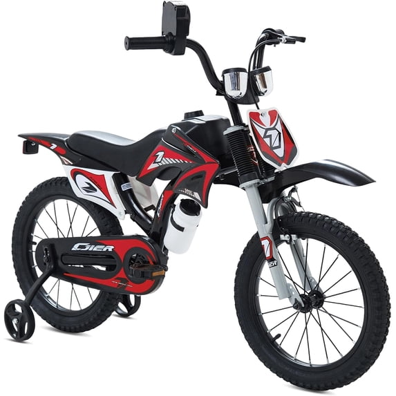 NEORIVER 12 Inch Motocross Style Kids Bike – Training Wheels, Roaring Sound Maker, Number Plate & Dashboard Included – Easy Assembly – Ages 3-12 Boys Girls