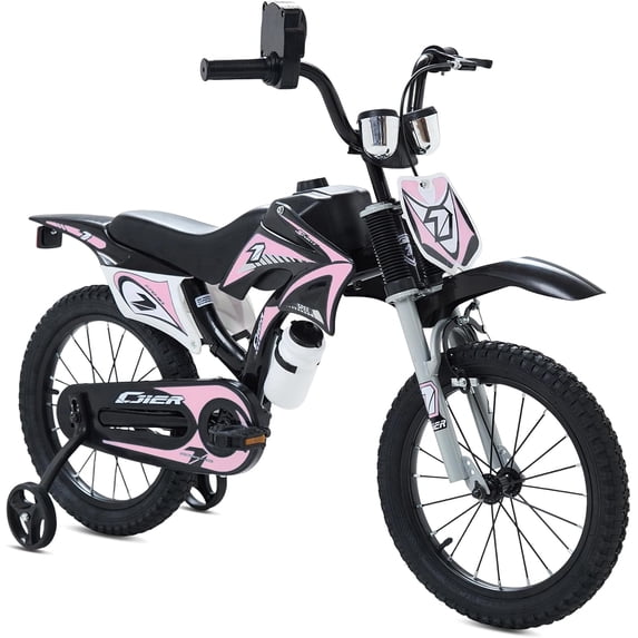 NEORIVER 16 Inch Motocross Style Kids Bike – Training Wheels, Roaring Sound Maker, Number Plate & Dashboard Included – Easy Assembly – Ages 3-12 Boys Girls