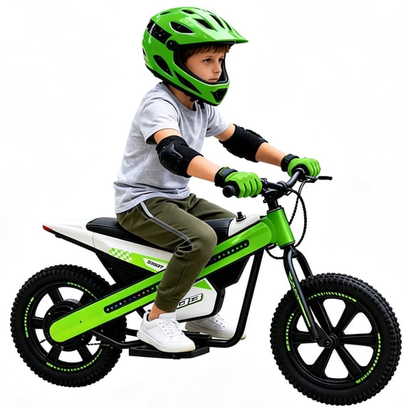 NEORIVER 24V Kids Electric Dirt Bike, 300W 7Ah Battery, Flashing LED Lights, 2 Speed Settings & Music Function, Electric Bike for Ages 6+
