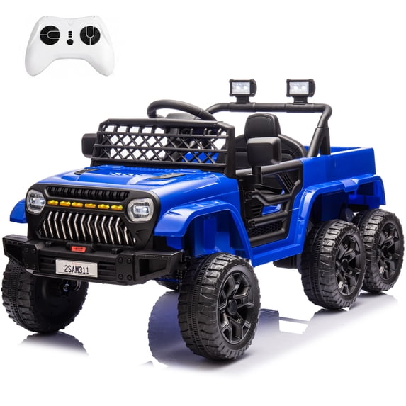 NEORIVER 24V Kids Ride-On Car, 6-Wheel 4WD Electric Toy Vehicle with 3 Speeds, LED Lights, MP3, Rear Storage, 66 lbs Capacity
