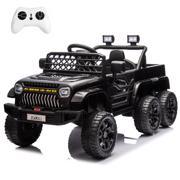 NEORIVER 24V Kids Ride-On Car, 6-Wheel 4WD Electric Toy Vehicle with 3 Speeds, LED Lights, MP3, Rear Storage, 66 lbs Capacity