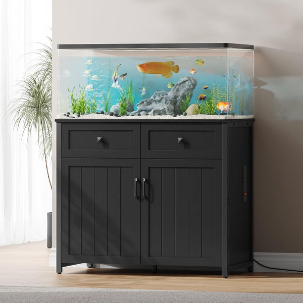 NEORIVER 40-50 Gallon Aquarium Stand with Power Outlets, Cabinet for Fish Tank Accessories Storage, Heavy Duty Metal Fish Tank Stand Suitable for Turtle Tank, Reptile Terrarium, 660LBS Capacity