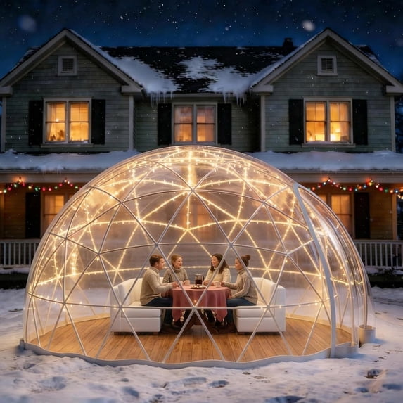 NEORIVER Garden Dome Tent, Outdoor TPU Geodesic Dome Bubble Greenhouse, 2-8 Person Clear View Igloo Tent with 2 Ventilation Windows, for Camping, Parties & Backyard(9.8 x 6 FT)