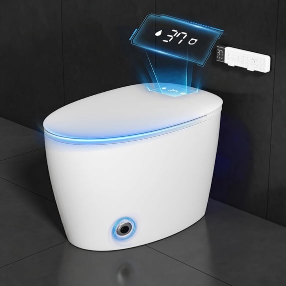 NEORIVER Smart Toilet with Bidet Built in, Modern One Piece Foot Sensor Bidet Toilet with Dual Auto Flush, Smart Toilet with Warm Water, Air Dryer, Night Light for Bathroom
