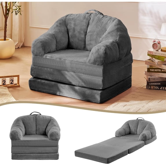 NEORIVERE Folding Sofa Bed 3-in-1, Convertible Boneless Couch with Handle – Floor Lounger Sleeper Chair for Adults, Single Sofa for Living Room or Bedroom