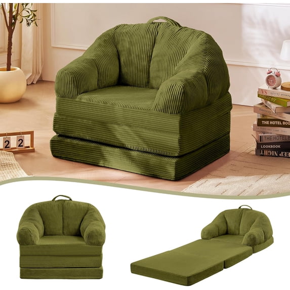 NEORIVERE Folding Sofa Bed 3-in-1, Convertible Boneless Couch with Handle – Floor Lounger Sleeper Chair for Adults, Single Sofa for Living Room or Bedroom