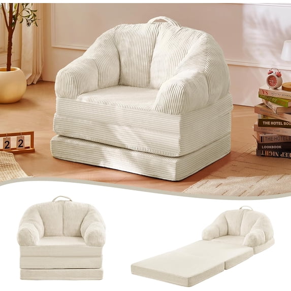 NEORIVERE Folding Sofa Bed 3-in-1, Convertible Boneless Couch with Handle – Floor Lounger Sleeper Chair for Adults, Single Sofa for Living Room or Bedroom