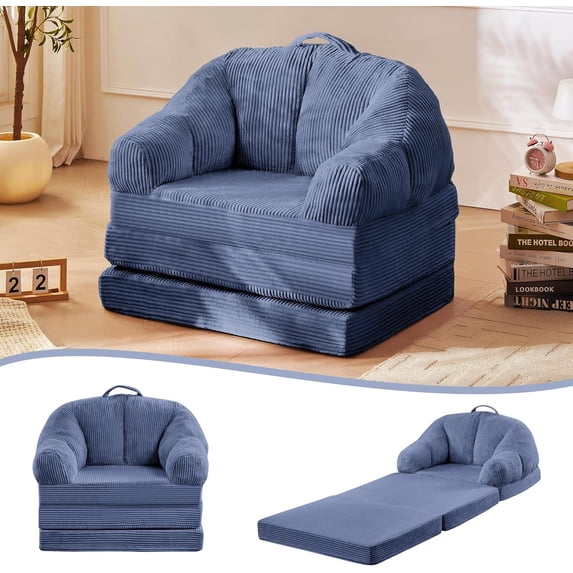 NEORIVERE Folding Sofa Bed 3-in-1, Convertible Boneless Couch with Handle – Floor Lounger Sleeper Chair for Adults, Single Sofa for Living Room or Bedroom