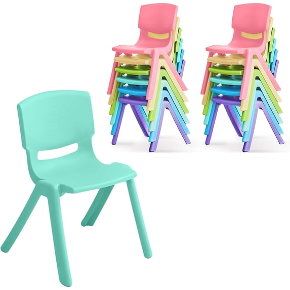 Pipleo 12Pcs Stackable School Chairs, Colorful Kids Plastic Chair for Toddlers with 12'' Seat, Kids Flexible Seating for Classroom Elementary, School, Daycare, Outdoor, Classroom，Back to School