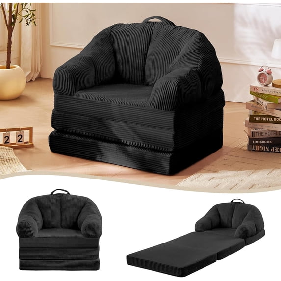 Pipleo 3-in-1 Folding Sofa Bed, Convertible Floor Lounger & Chair with Back Support, Portable Handle, Comfy Couch for Small Apartment Living Room Bedroom