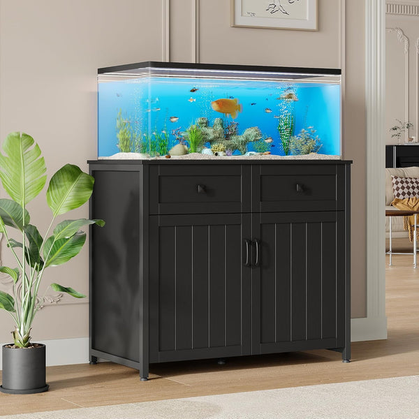Pipleo 40-50 Gallon Aquarium Stand with Power Outlets, Heavy Duty Metal Fish Tank Stand with Storage Cabinet, Holds 660LBS, For Turtle Tank, Reptile Terrarium