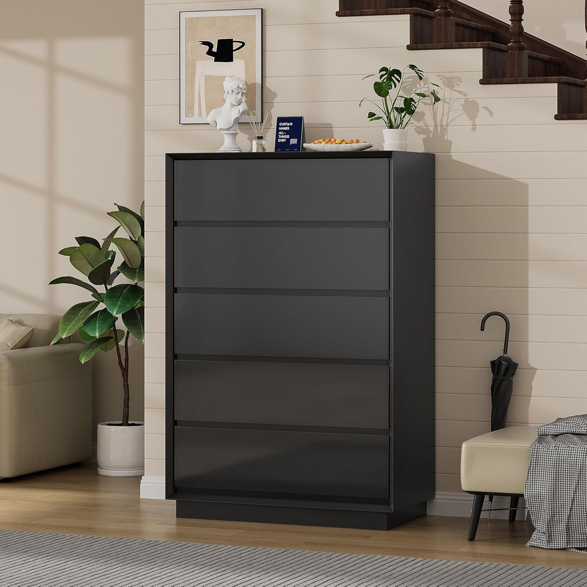 glossy black dresser Pipleo 47