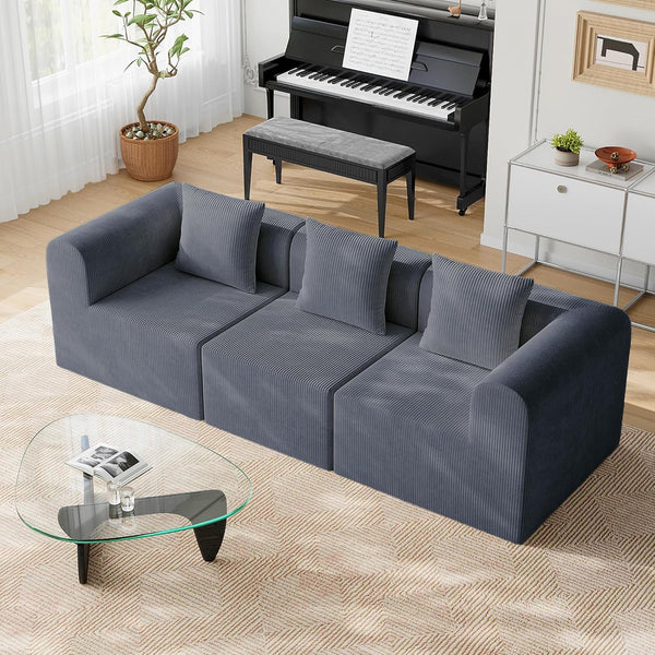 Pipleo L-Shape Sectional Sofa with Deep Seat and Boneless Upholstery, Memory Foam