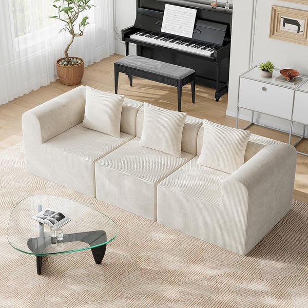 Pipleo L-Shape Sectional Sofa with Deep Seat and Boneless Upholstery, Memory Foam