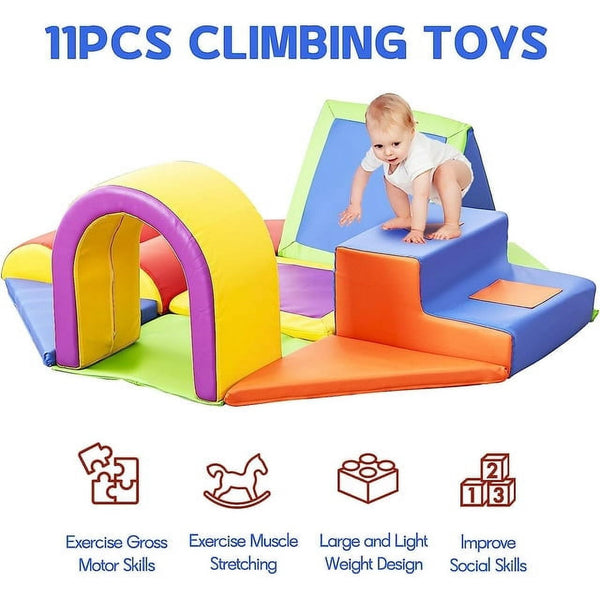 Wanan 11-Piece Foam Climbing Toys for Toddlers 1-3, Indoor Multicolor Climbing Blocks