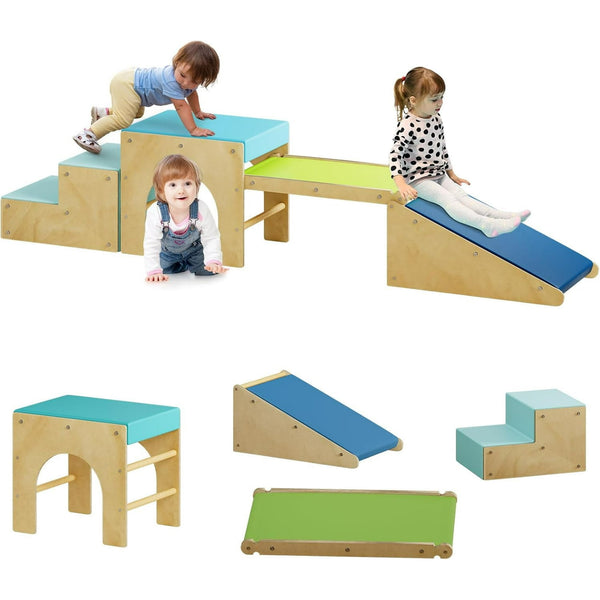 Wanan 4-in-1 Pikler Triangle Set with Soft Play Climbing for Toddlers