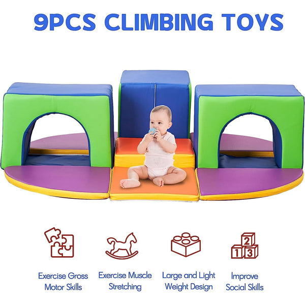 5Pcs Foam Climbing Blocks for Toddlers, Wanan Indoor Toddler Climbing Toys for Toddlers, Indoor Playground for Toddlers 1 to 3, Baby Foam Blocks Climber for Climb & Crawl, Kids Jungle Gym Playset