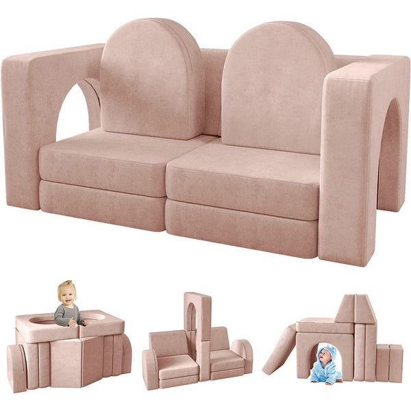 Wanan Kids Couch 10PCS, Toddler Couch with Modular Kids Couches for Playroom Bedroom, 10 in 1 Multifunctional Toddler Couches for Playing, Creativing, Sleeping, Indoor Kid Sofa for Boys Girls