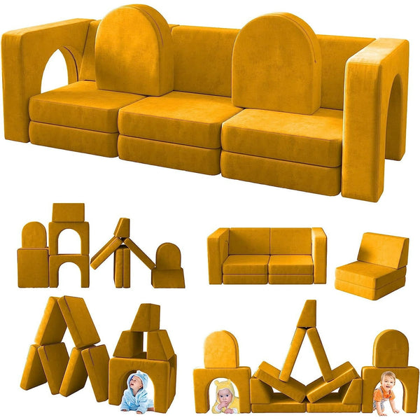 Wanan Kids Couch 13PCS, Modular Kids Play Couch for Playroom Bedroom, 13 in 1 Multifunctional Kid Sofa for Playing, Creativing, Sleeping, Indoor Toddler Couches for Boys and Girls