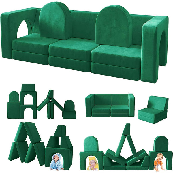 Wanan Kids Couch 13PCS, Modular Kids Play Couch for Playroom Bedroom, 13 in 1 Multifunctional Kid Sofa for Playing, Creativing, Sleeping, Indoor Toddler Couches for Boys and Girls
