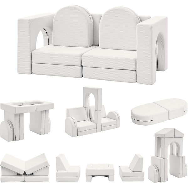 Wanan Kids Couches, Couch for Toddlers, Foam Sofa 10PCS Modular Soft Play Furniture for Boys & Girls, Indoor Kids Sofa for Nursery, Living Room, Playroom