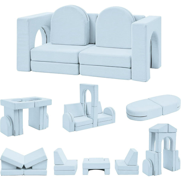 Wanan Kids Couches, Couch for Toddlers, Foam Sofa 10PCS Modular Soft Play Furniture for Boys & Girls, Indoor Kids Sofa for Nursery, Living Room, Playroom