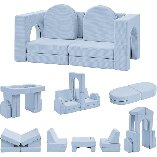 Wanan Kids Couches, Couch for Toddlers, Foam Sofa 10PCS Modular Soft Play Furniture for Boys & Girls, Indoor Kids Sofa for Nursery, Living Room, Playroom