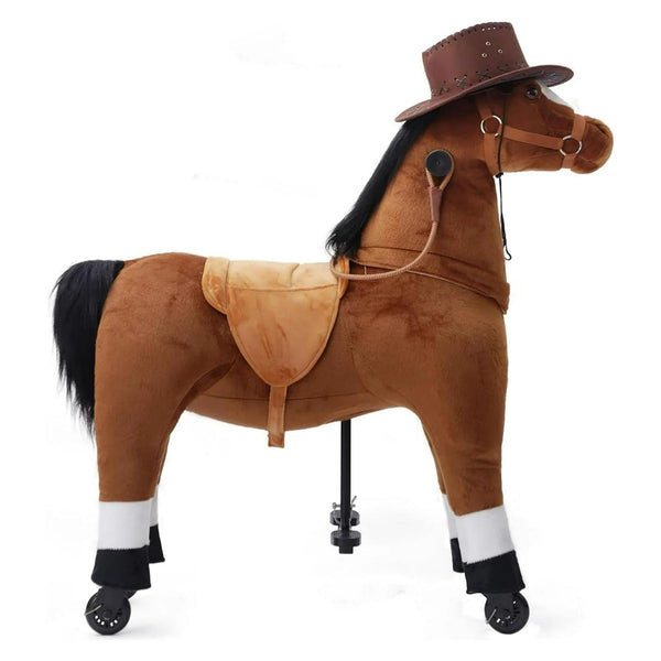 Wanan Ride on Horse for Kids with Reins and Cowboy Hat, Riding Horse Toy, (35.43'' Height) Ride on Horse Plush Walking Animal, Max Load 165LBS, Medium Size for Age 4-9