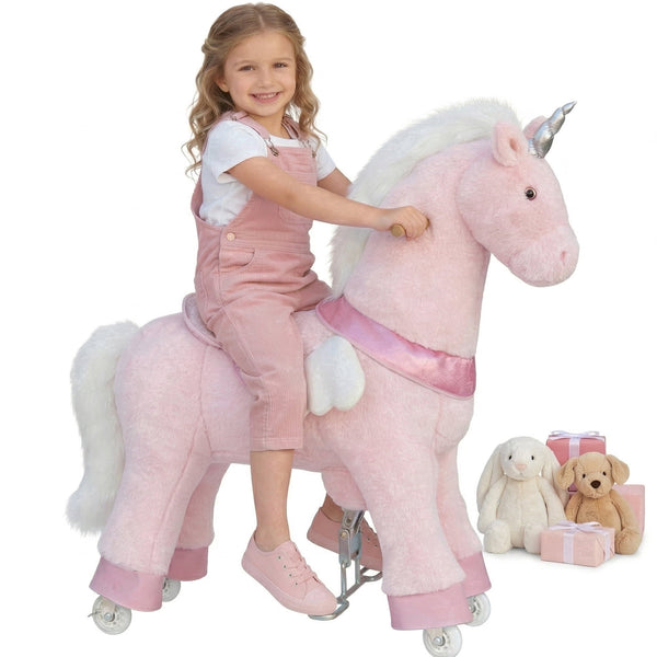 Akaber Ride on Unicorn for Kids, Riding Horse Toy for Age 4-9, 36.6'' H Ride on Horse, Max Load 165LBS