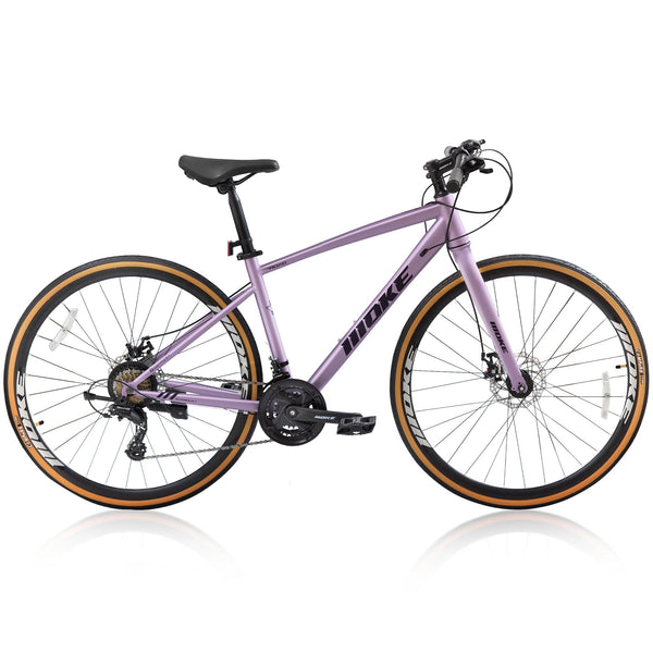 Womens Road Bike, NEORIVERE 700C 24-Speed Hybrid Bike for Adults, Features Dual Disc Brakes, Trigger Shifting, Internal Wiring & Lightweight Frame for City Commuting