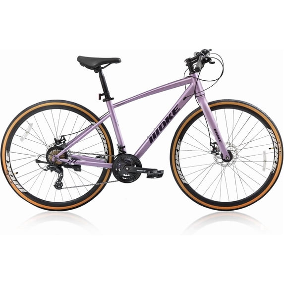 Mens Road Bike, NEORIVER 700C 24-Speed Hybrid Bike for Adults, Features Dual Disc Brakes, Trigger Shifting, Internal Wiring & Lightweight Frame for City Commuting
