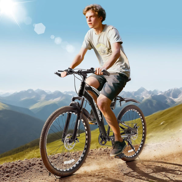 Mountain Bike for Adults, Akaber 24 Inch Full Dual Suspension MTB Bicycle, 7-Speed High-Carbon Steel Frame with Double Disc Brake, Softail Design for Men/Women Outdoor Trail Riding