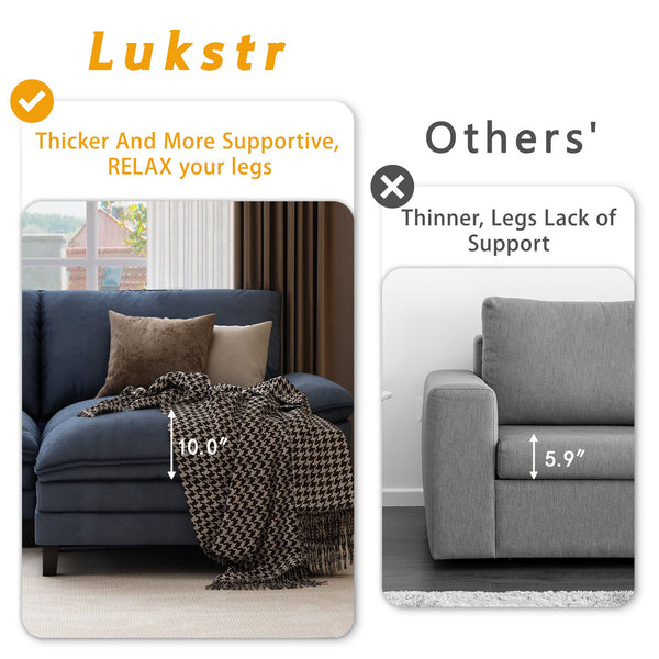 L Shape Cloud Couch with Ottoman, Linor Deep Seat Sofa Furniture Modular Sectionals Sofa, Fluffy Sofa Couch for Living Room, Apartment, Office