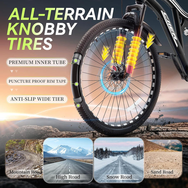 Mountain Bike for Adults, Akaber 24 Inch Full Dual Suspension MTB Bicycle, 7-Speed High-Carbon Steel Frame with Double Disc Brake, Softail Design for Men/Women Outdoor Trail Riding