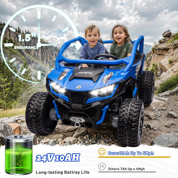 Pipleo XL 24V Ride on Toys for Big Kids, 10AH Battery, 4x75W Motor, 5MPH UTV Ride on Car for Ages 3-8, Parent Remote Control, Bluetooth Music, EVA Tires & 4 Spring Suspension