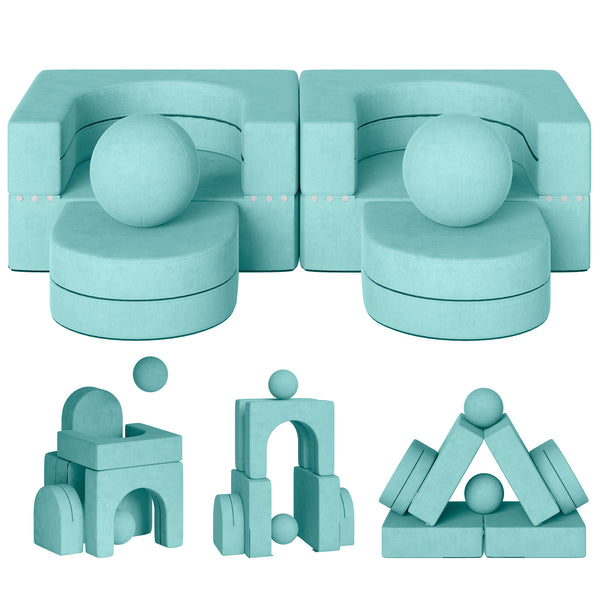 Kids Couch 8PCS, Kids Modular Couch Toddler with 2 Balls, Kids Couch Play Set 8 in 1 Baby Foam Sofa Kids Couch for Playroom
