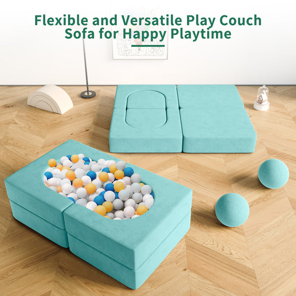 Kids Couch 8PCS, Kids Modular Couch Toddler with 2 Balls, Kids Couch Play Set 8 in 1 Baby Foam Sofa Kids Couch for Playroom