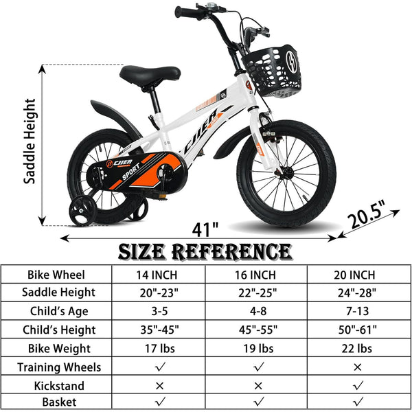 Pipleo 14" Kids Bikes for Girls and Boys, Kids' Bicycles with Training Wheels, Ages 3-5 Years