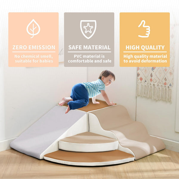5Pcs Foam Climbing Blocks for Toddlers, Cuoote Indoor Toddler Climbing Toys for Toddlers, Indoor Playground for Toddlers 1 to 3, Baby Foam Blocks Climber for Climb & Crawl, Kids Jungle Gym Playset