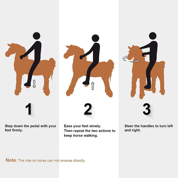 Wanan Ride on Horse for Big Kids, Horse Ride on Toy for 4 to 9 Years Old, (35.43'' Height) Riding Horse Rider Mechanical Walking Action, No Battery or Electricity, Max Load 165LBS