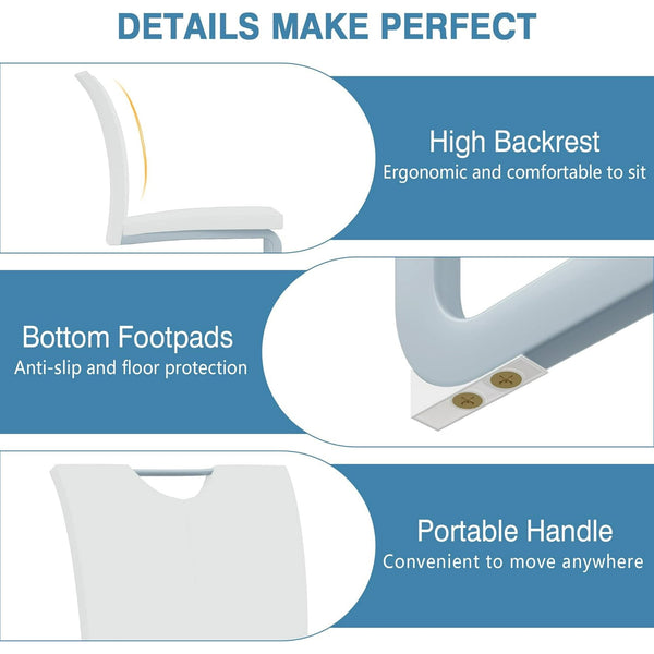 Akaber Modern Dining Chairs Set of 6, Faux Leather Upholstered Dining Room Side Chair with High Back, Metal Legs and Portable Handle, Armless Kitchen Chairs Set, White