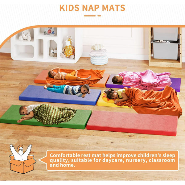 Wanan Nap Mats, 6Pcs Toddler Nap Rest Mats for Daycare Preschool, Kids Rest Mat 2 Inch Suitable for Girls Boys, Toddler Portable Bed Great for Travel and Home