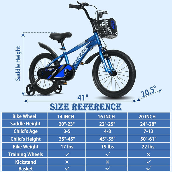 14" Kids Bikes for Girls and Boys, DEYGIA Kids' Bicycles with Training Wheels, Ages 3-5 Years