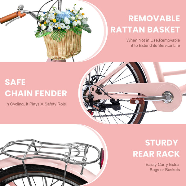 Linor 24 Inch Beach Cruiser Bike for Women