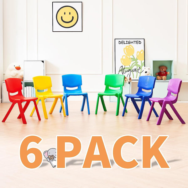 Linor Modern Kids Plastic Outdoor Chairs, Reading and Relaxing, Set of 6
