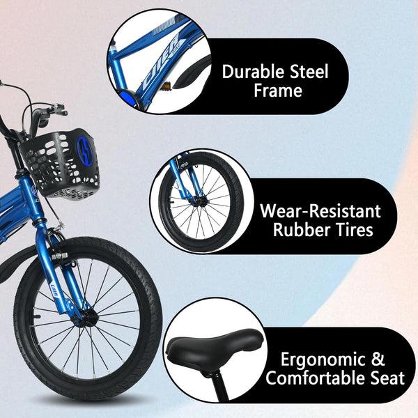 16" Kids Bike for Boys and Girls, Akaber Boys Bicycles with Training Wheels for Kids Ages 4-8, Blue